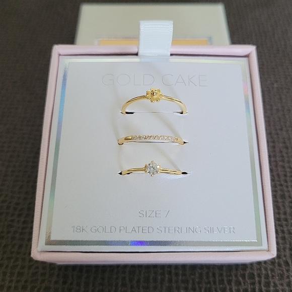 Gold Cake Jewelry Gold Cake Set Of Three3 Dainty Gold Rings Nib
